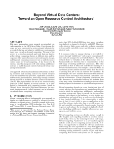 Beyond Virtual Data Centers: Toward an Open Resource Control Architecture