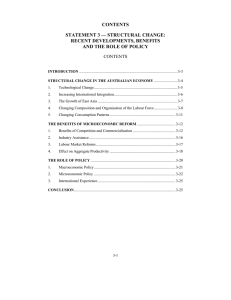 CONTENTS STATEMENT 3 — STRUCTURAL CHANGE: RECENT DEVELOPMENTS, BENEFITS