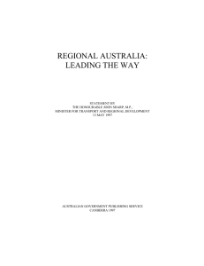 REGIONAL AUSTRALIA: LEADING THE WAY