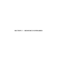 SECTION 3 — RESOURCE SUMMARIES