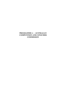 PROGRAMME 6 — AUSTRALIAN COMPETITION AND CONSUMER COMMISSION