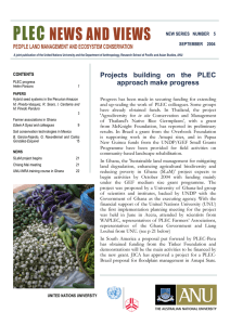 PLEC NEWS AND VIEWS PEOPLE LAND MANAGEMENT AND ECOSYSTEM CONSERVATION