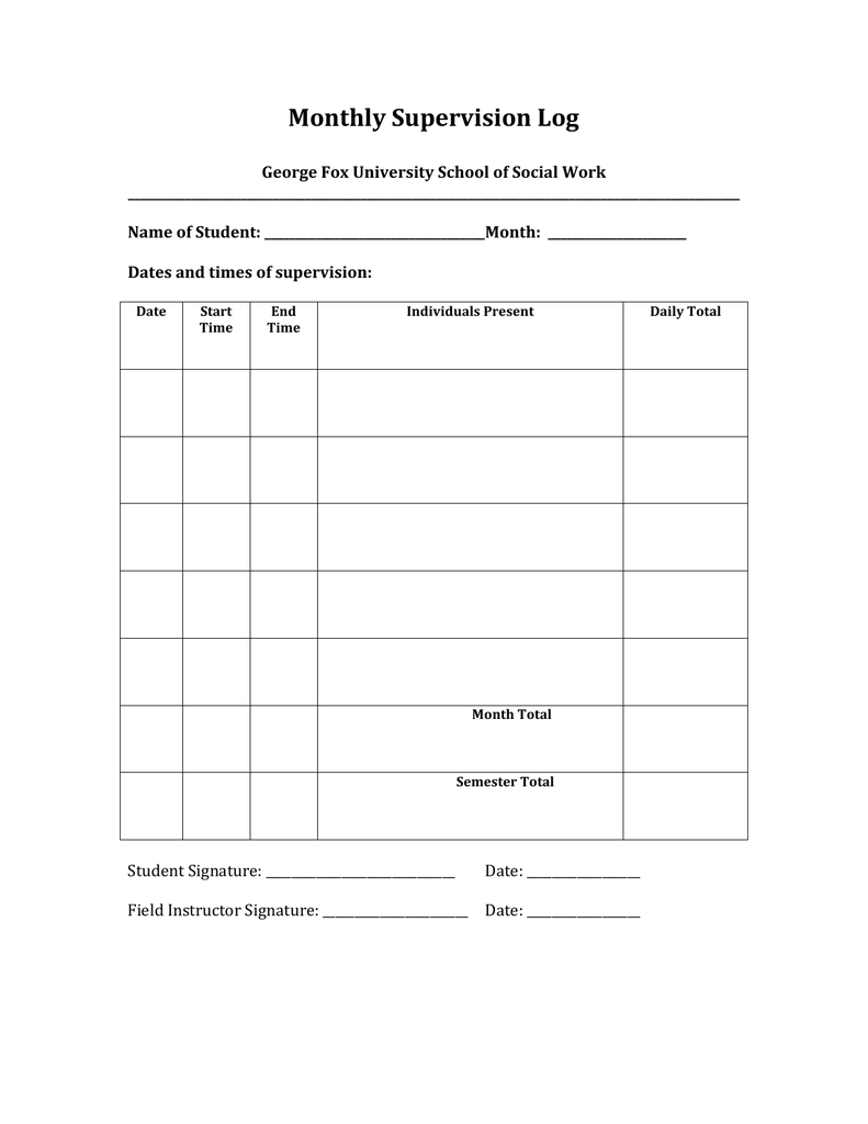 Social Work Supervision Template