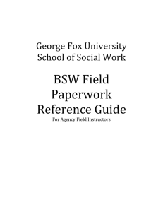 BSW Field Paperwork Reference Guide George Fox University