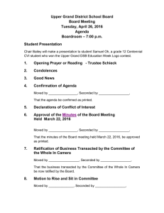 Upper Grand District School Board Board Meeting Tuesday, April 26, 2016 Agenda