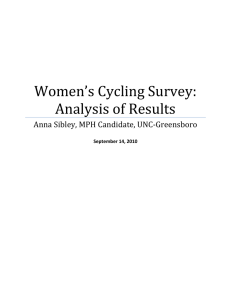 Women’s Cycling Survey: Analysis of Results Anna Sibley, MPH Candidate, UNC-Greensboro