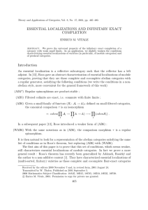 ESSENTIAL LOCALIZATIONS AND INFINITARY EXACT COMPLETION ENRICO M. VITALE