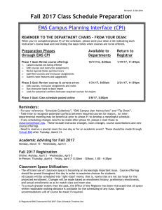Fall 2017 Class Schedule Preparation EMS Campus Planning Interface (CPI)