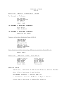 PERSONNEL ACTIONS 1999-00 To the rank of Professor: Promotions, effective Academic Year 1999-00