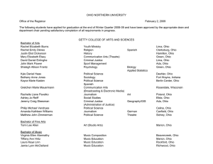 OHIO NORTHERN UNIVERSITY  Office of the Registrar February 2, 2009