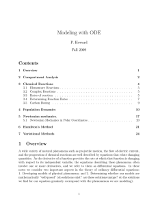 Modeling with ODE Contents P. Howard Fall 2009