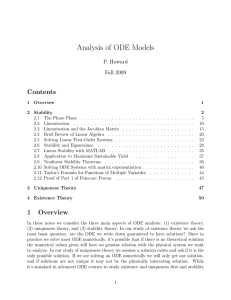 Analysis of ODE Models Contents P. Howard Fall 2009