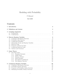 Modeling with Probability Contents P. Howard Fall 2009