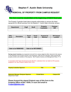 Stephen F. Austin State University REMOVAL OF PROPERTY FROM CAMPUS REQUEST