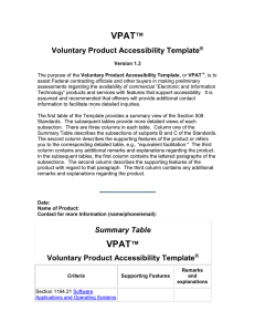 VPAT ™ Voluntary Product Accessibility Template