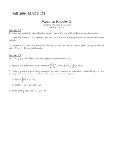 Fall 2004 MATH 171 Week in Review X