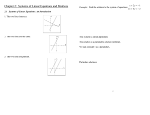 Chapter 2:  Systems of Linear Equations and Matrices