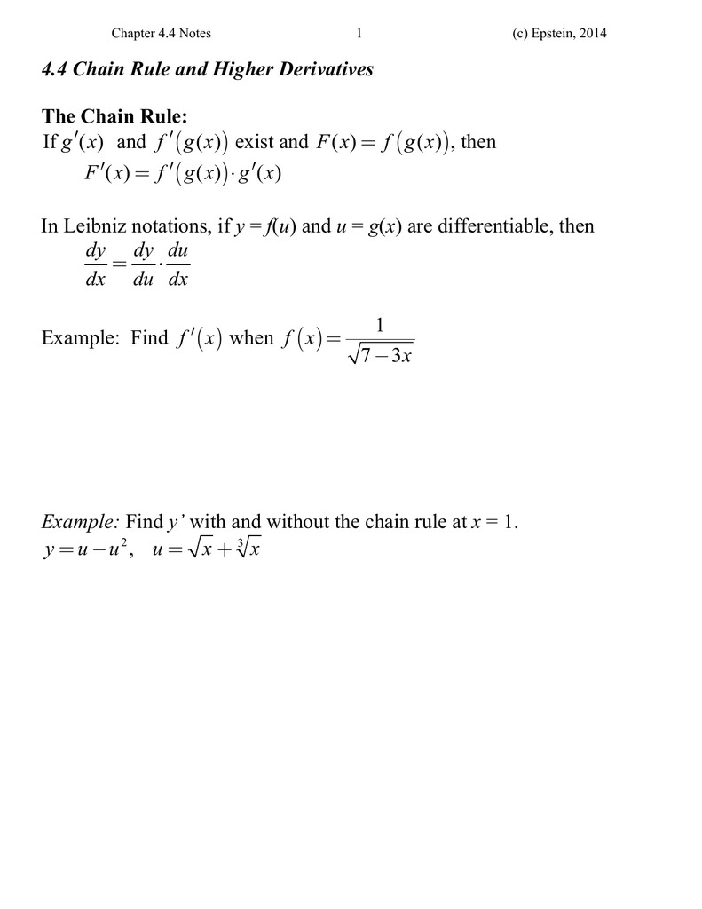 4 4 Chain Rule And Higher Derivatives