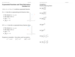 Exponential Functions and Their Derivatives  (Section 4.1)