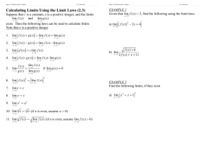 Calculating Limits Using the Limit Laws (2.3) [ ]