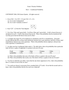 Exam 3 Practice Problems  Part 2 – Conditional Probability