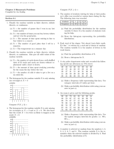 Chapter 3, Page 1 Compute P (X ≥ 4) =