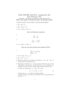 Math 308-200, Fall 2011, Assignment #2. Due February 8th.
