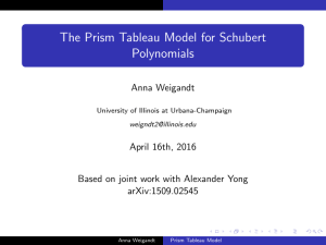 The Prism Tableau Model for Schubert Polynomials Anna Weigandt April 16th, 2016