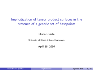 Implicitization of tensor product surfaces in the Eliana Duarte April 16, 2016