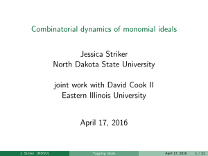 Combinatorial dynamics of monomial ideals Jessica Striker North Dakota State University
