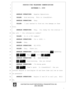 STATION FIRE TELEPHONE COMMUNICATIONS SEPTEMBER 3, 2009 ANGELES OPERATIONS