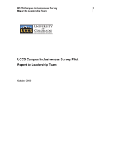 UCCS Campus Inclusiveness Survey Pilot Report to Leadership Team 1 October 2009