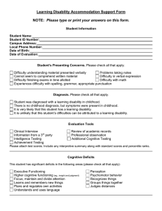 Learning Disability Accommodation Support Form