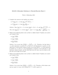 MA1S11 (Dotsenko) Solutions to Tutorial/Exercise Sheet 3 Week 4, Michaelmas 2013