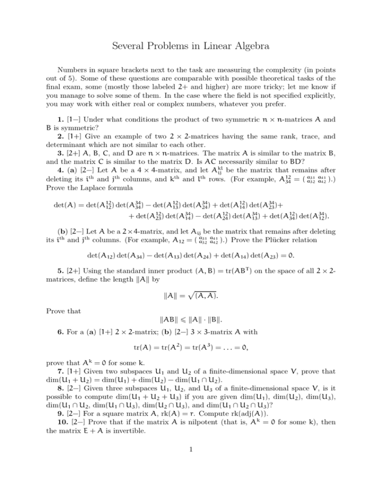solved problems in linear algebra pdf