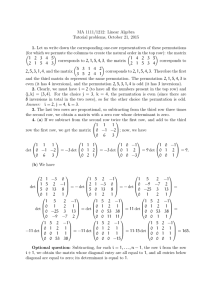 MA 1111/1212: Linear Algebra Tutorial problems, October 21, 2015
