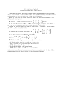 MA 1111: Linear Algebra I Homework problems due October 29, 2015