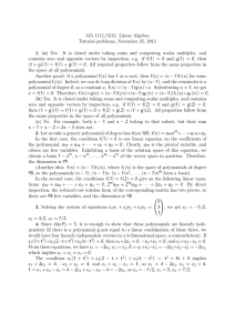 MA 1111/1212: Linear Algebra Tutorial problems, November 25, 2015 1. (a) Yes.