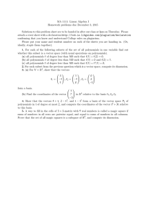 MA 1111: Linear Algebra I Homework problems due December 3, 2015