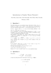 Introduction to Number Theory-Tutorial 2 1 Question 1