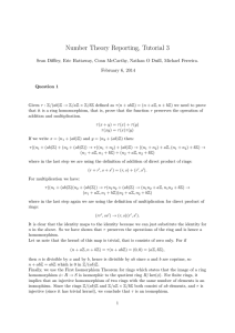 Number Theory Reporting, Tutorial 3 February 6, 2014