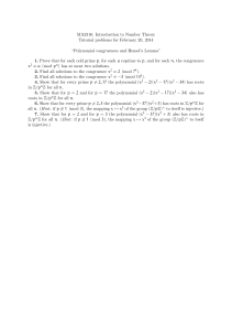 MA2316: Introduction to Number Theory Tutorial problems for February 20, 2014