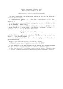 MA2316: Introduction to Number Theory Tutorial problems for March 20, 2014
