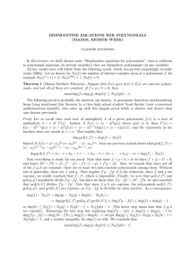 DIOPHANTINE EQUATIONS FOR POLYNOMIALS (MA2316, EIGHTH WEEK)