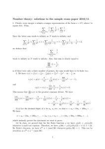 Number theory: solutions to the sample exam paper 2010/11