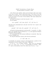 MA2317: Introduction to Number Theory Tutorial problems, November 5, 2010