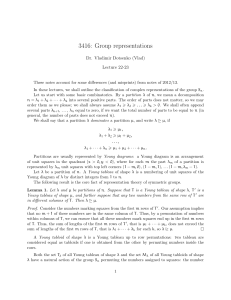 3416: Group representations Dr. Vladimir Dotsenko (Vlad) Lecture 22-23