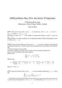 AMM problems May 2014, due before 30 September TCDmath problem group