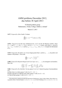 AMM problems December 2012, due before 30 April 2013 TCDmath problem group
