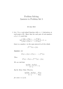 Problem Solving Answers to Problem Set 5